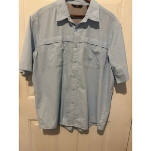 Wrangler Shirt Mens‎ Button Up XL Blue Quick Dry Short Sleeve Fishing Outdoor